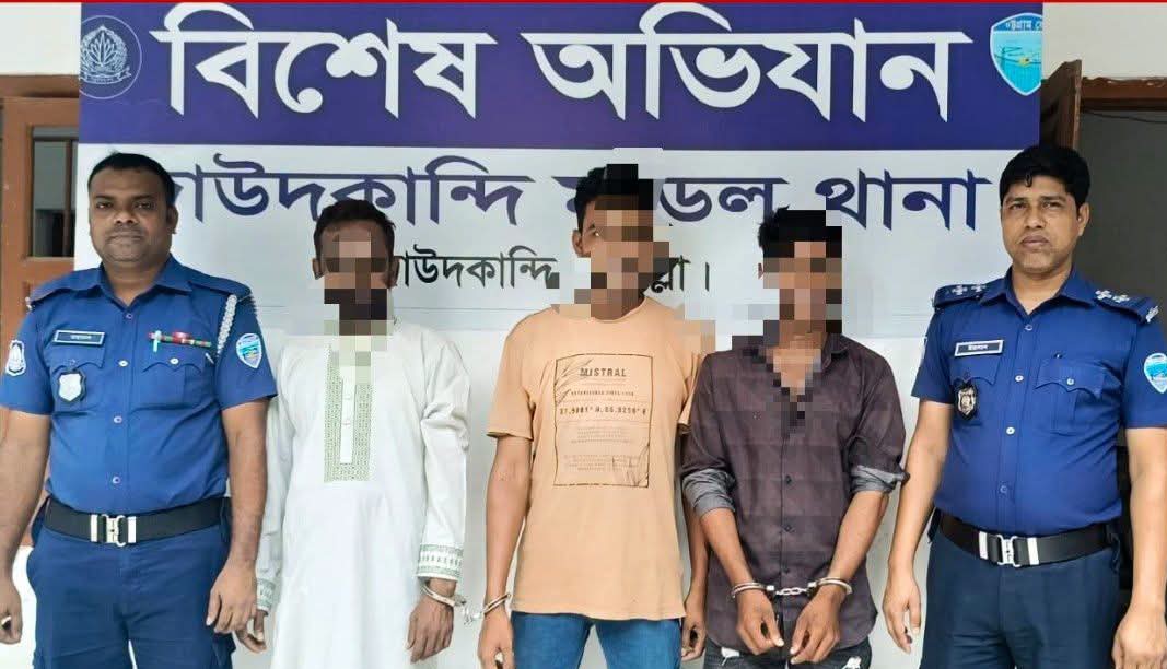 দাউদকান্দিতে নিষিদ্ধ সংগঠনের ৩ সদস্য গ্রেফতার, সন্ত্রাসবিরোধী আইনে মামলা
